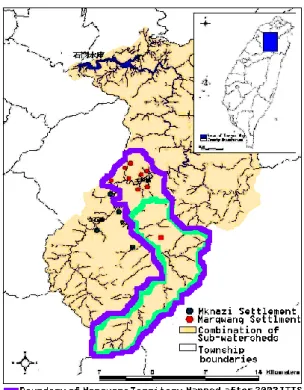 Figure 3: Marqwang traditional territory to be announced after the negotiation in July  2007 (Source of map: Kuan 2009) 