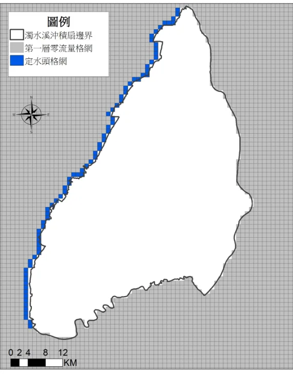 圖 11  濁水溪沖積扇模式第 1 分層格網劃分 