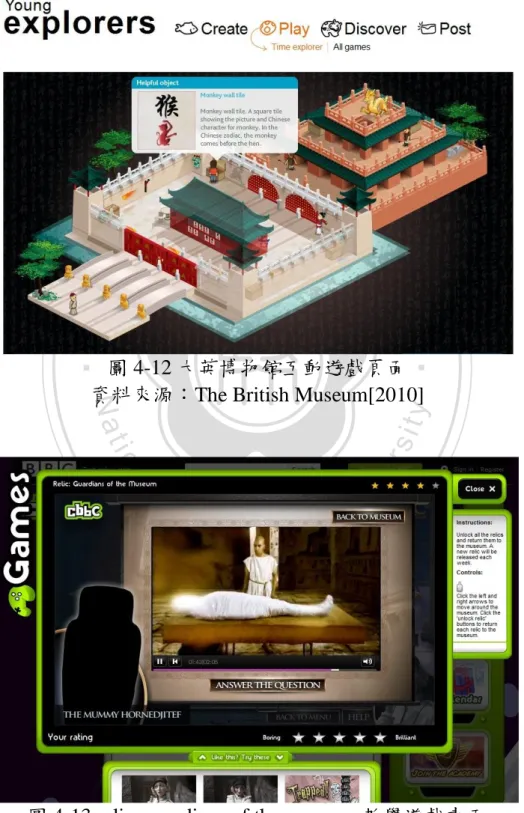 圖 4-12 大英博物館互動遊戲頁陎  資料來源：The British Museum[2010] 