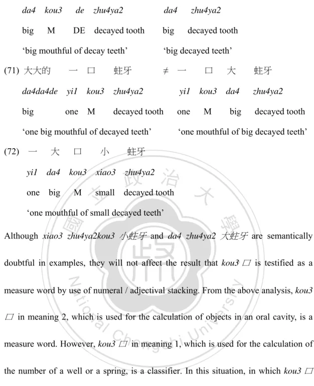 Table 9: 6 Words of Xc and Xm in Chao (1968) ‘A Grammar of Spoken Chinese’ 