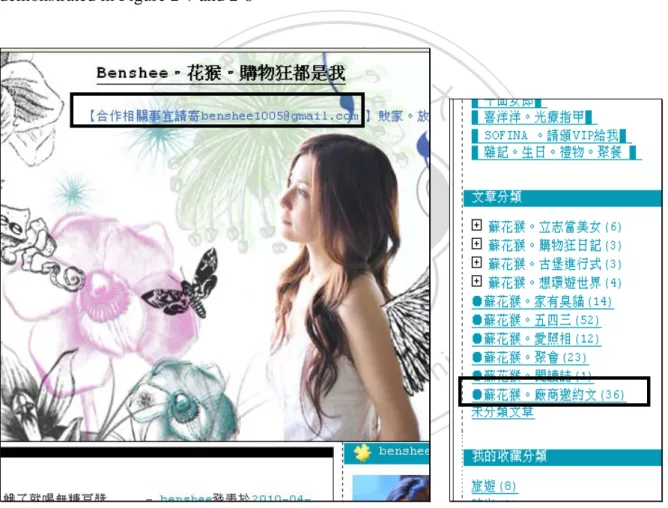 Figure 2-7. Example 1. Beauty Blogger 花猴 (http://www.wretch.cc/blog/benshee) 