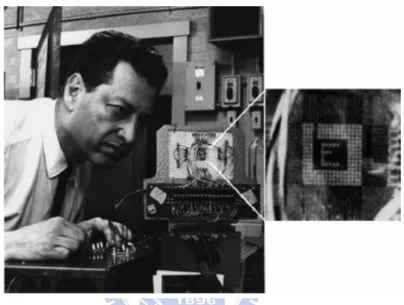 Fig. 2.6 Prof. H. Gene Slottow manually addressing a 16 by 16 pixel plasma panel, developed by  University of Illinois in 1967