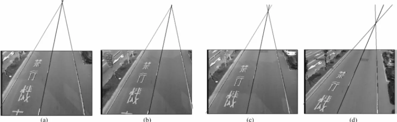 Fig. 2-11. Traffic images captured under different camera pose settings. (a) Image of pose setting A