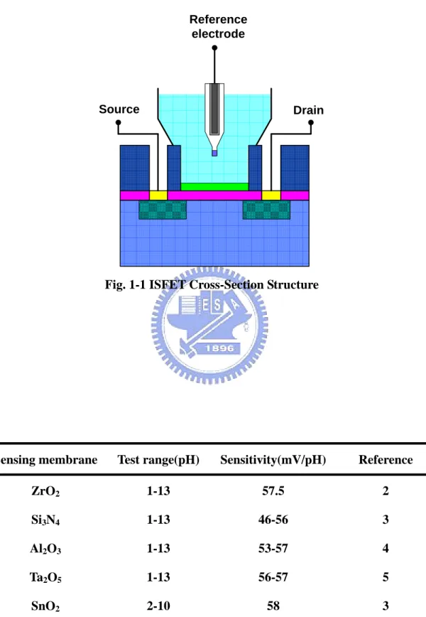 Fig. 1-1 ISFET Cross-Section Structure 