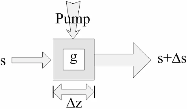 Fig. 2.7 Definition of gain in terms of the increase in photon number across a small segment  of gain material