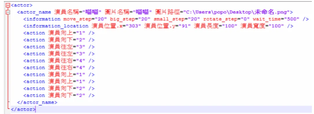 圖  15 Actor 的 XML 檔案 