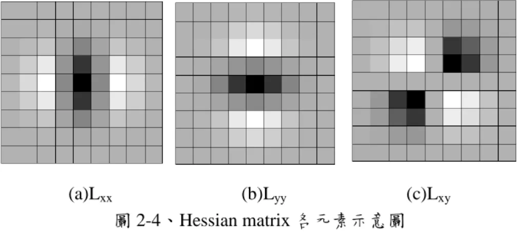 圖 2-4、Hessian matrix 各元素示意圖