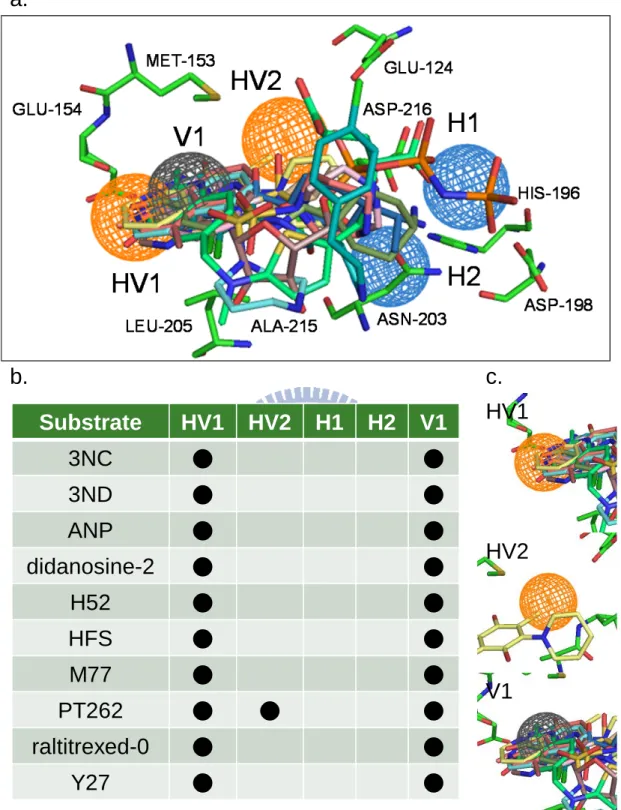 圖  二十  錨點與受質位置圖—Rho-associated protein kinase 1。5 個錨點與 10 個受質中至少一個結 合的錨點共有 3 個。 