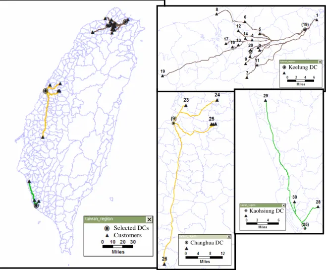 Figure 4 – Selection of DC sites and assignment between DCs and demand nodes 