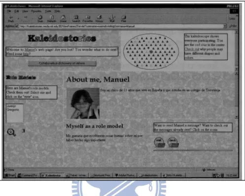 Figure 4. The Kaleidostories ICE interface. Students create their online self-portraits with self-written stories in  order  to  construct  their  self-identities