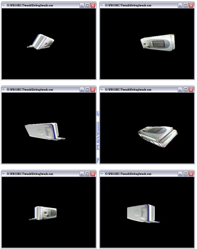 圖 4-2 為實際利用 OpenGL 平台在螢幕中進行展示的部分畫面截圖： 