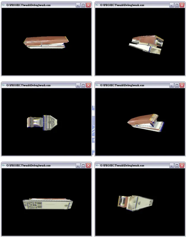 圖 4-4 為實際利用 OpenGL 平台在螢幕中進行展示的部分畫面截圖： 