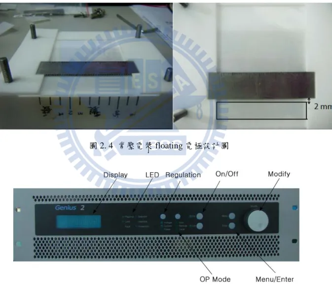 圖 2. 4  常壓電漿 floating 電極設計圖 