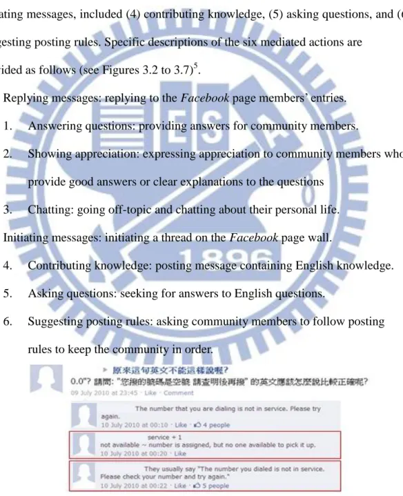 Figure 3.2 Example of answering questions posted by Participant B and C                                                        