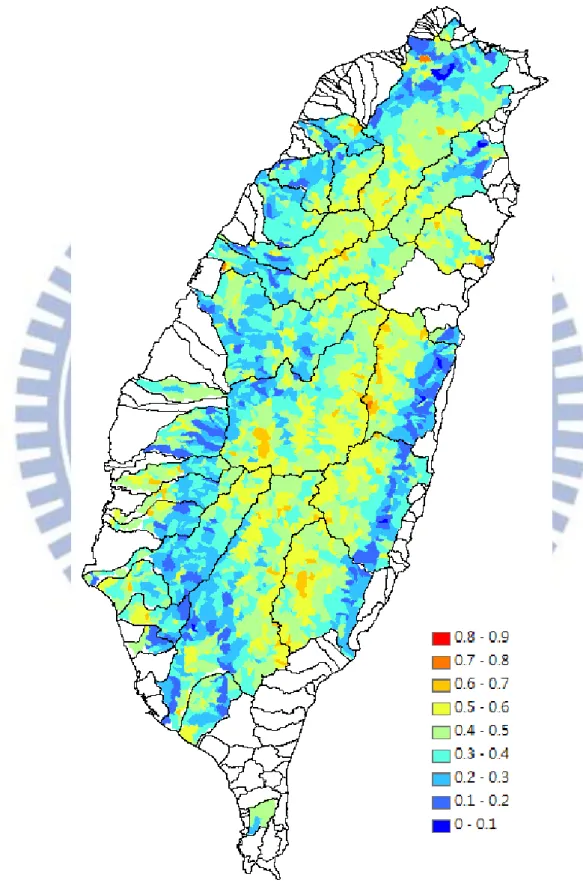 圖  4.13、SRTM 子集水區測高曲線積分 