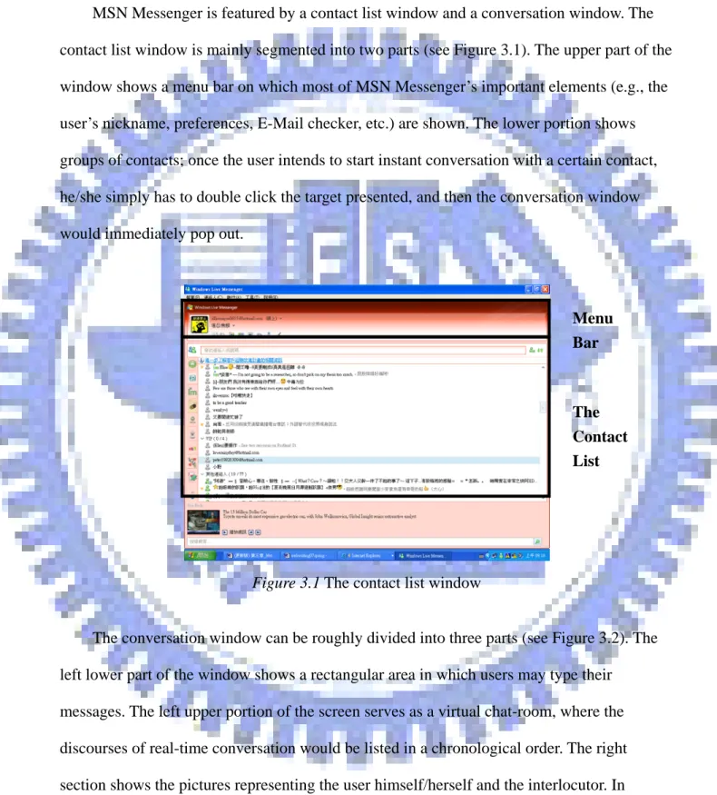 Figure 3.1 The contact list window 