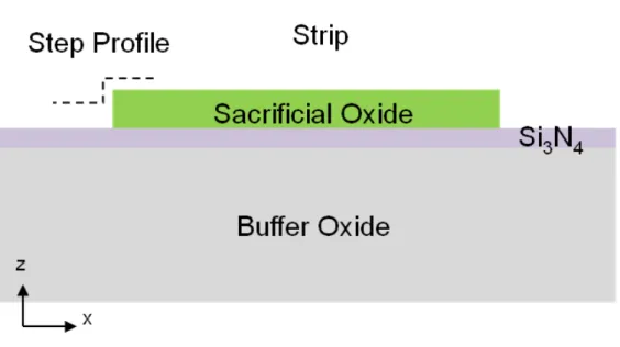 Fig. 2-1 The cross-section view step of the strip formation for the FinFET structure. 