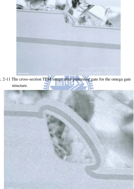 Fig. 2-12 The magnifying cross-section TEM image after patterning gate for the    omega gate structure