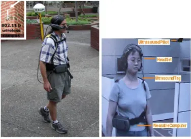 Figure 1.3: Drishti: outdoor mobile user(left) and indoor mobile user(right). (Figure source: [9])