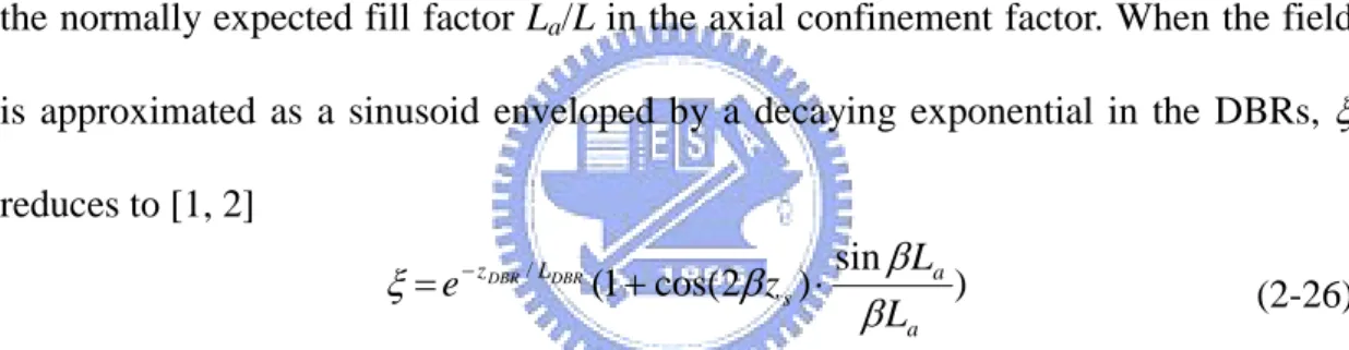 Table 2-1 lists the calculations of equation (2-8) and (2-24) for EEL and VCSEL  threshold conditions, respectively