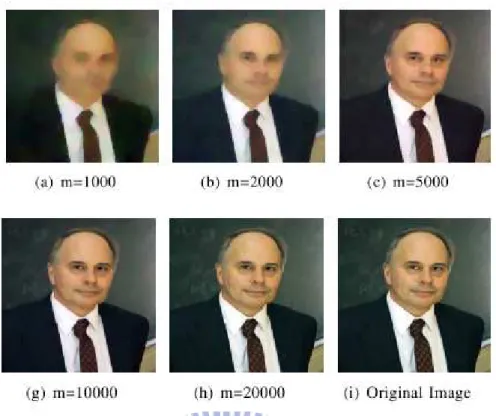 Figure 2.3: Recover the image by min TV with different measurement number