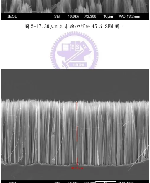圖 2-18.30μm 奈米線的剖面 SEM 圖。 