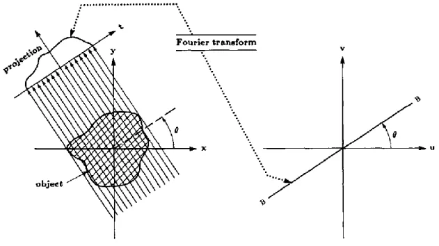 圖 2-4 Fourier Slice Theorem 示意圖。 