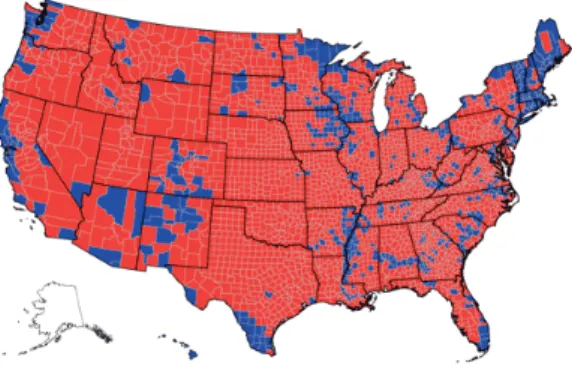 Figure 1Result of counties of the 2004 American presidential election [19] 