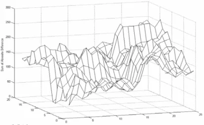 Fig. 4  The accumulated results of all | Msub(t) | in the prescribed region form an 19×25  difference value array