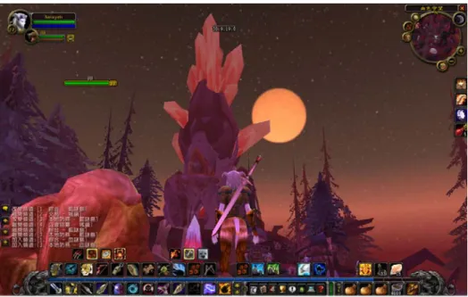 Figure 2. World of Warcraft Screenshot. Similar to most other MMOGs, WoW avatars use  weapons to win experience points and to earn gold