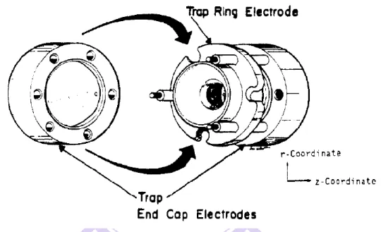Figure 1.4 The design of an ion trap. Figure reproduced from reference 41.     