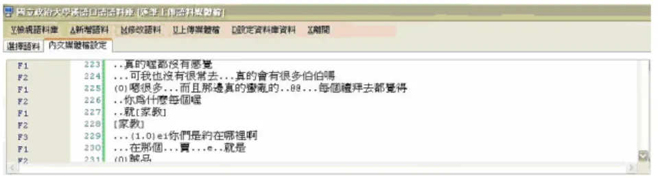 Figure 5. Screenshot of annotation and orthographic transcription of  Mandarin data in the database 