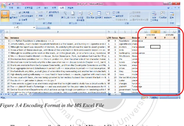 Figure 3.4 Encoding Format in the MS Excel File 