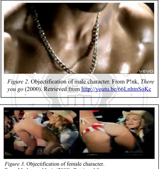 Figure 2 and Figure 3 respectively demonstrated objectification of a male and a  female character