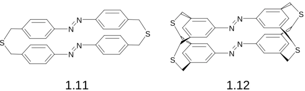 圖  1-16  Hermann  Rau 合成的旋轉禁制偶氮苯 2S-ABP(1.11)與 4S-ABP(1.12)分子 結構 