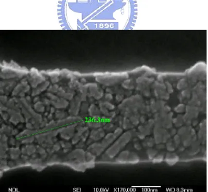 Fig. 3-6b The SEM image of multi-channel region. The average lateral grain size is  about 250nm