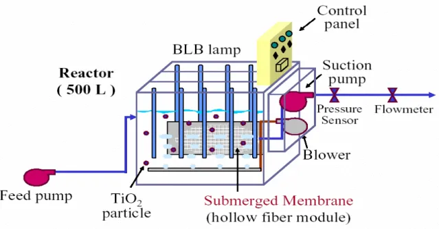 圖 4 浸入式光觸媒及薄膜複合系統示意圖