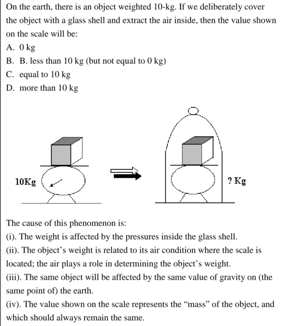 Figure 1: A two-tier test about students’ concepts of weight (item 1)