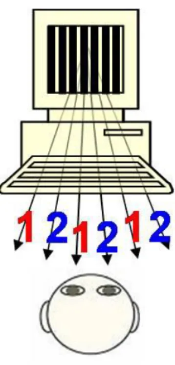 Fig. 3-4 Barriers guide the left and right image pixels into different directions. 