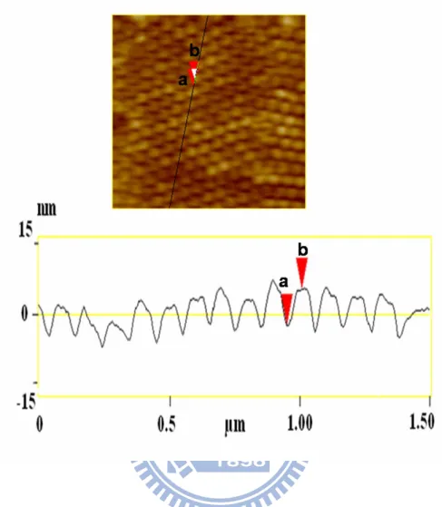Figure A.2-2 Atomic force microscopy (AFM) topographic images for of a thin film  P3HT/PCBM nanorods structure