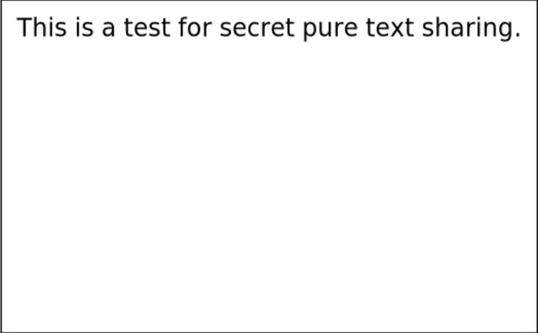 Figure 3.11 Recovered secret pure text.  This is a test for secret pure text sharing. 