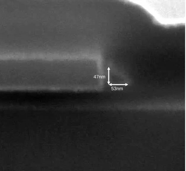 Fig. 2-4. SEM picture of a device fabricated by SPC. 47nm