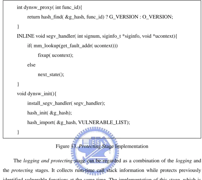 Figure 13. Protecting Stage Implementation 