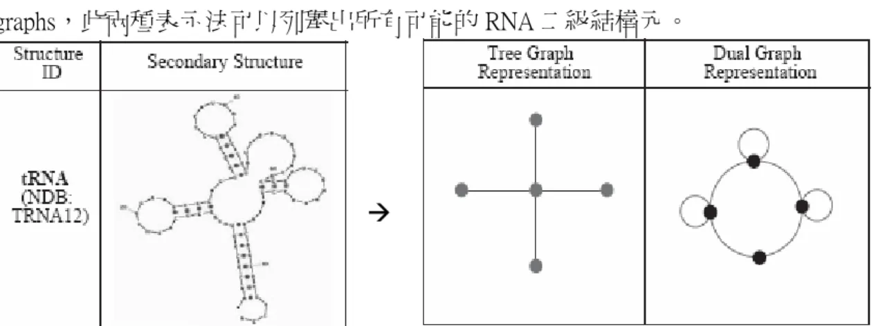 圖 4. RNA tree graph  與  RNA dual graph  示意圖 