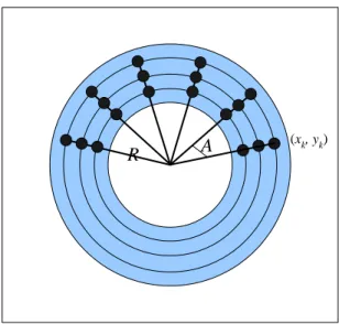 Figure 2.3 The ring region divided into concentric circles and into angular sectors. 