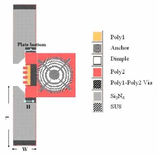 Figure 2-9: Mask layout of stress-induced self-assembly of a Fresnel lens 