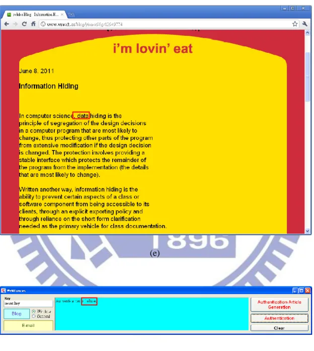 Figure 3.5  An  example  of  experimental  results  (continued).  (a)  An  original  blog  article