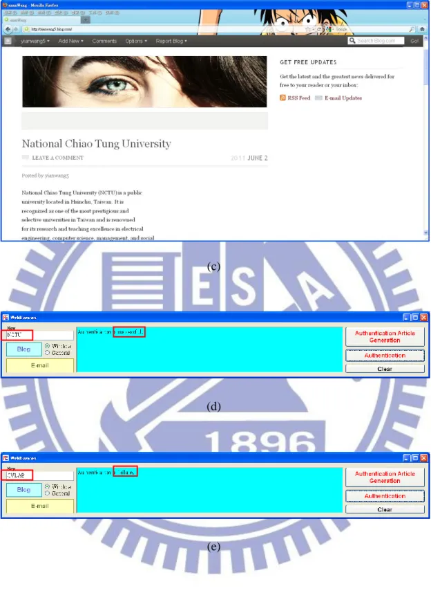Figure 3.6  Another example of experimental results (continued). (a) An original blog  article