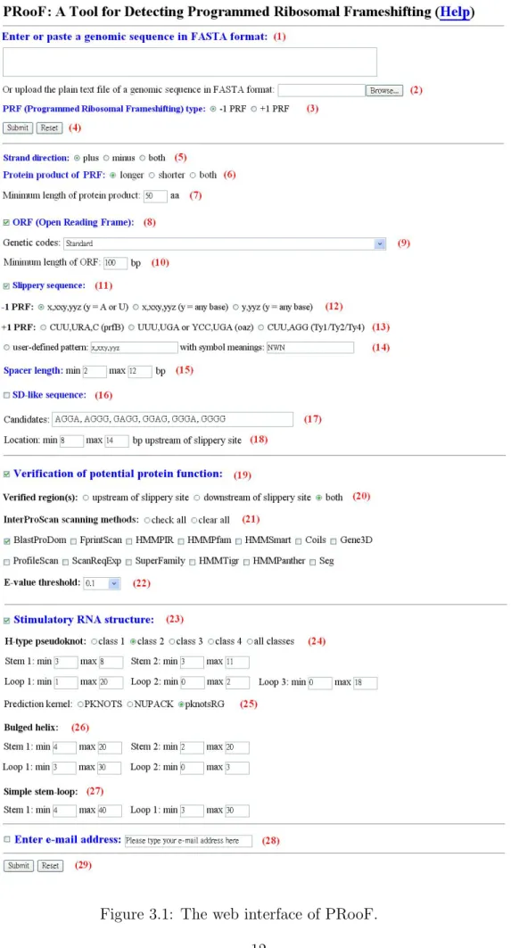 Figure 3.1: The web interface of PRooF.