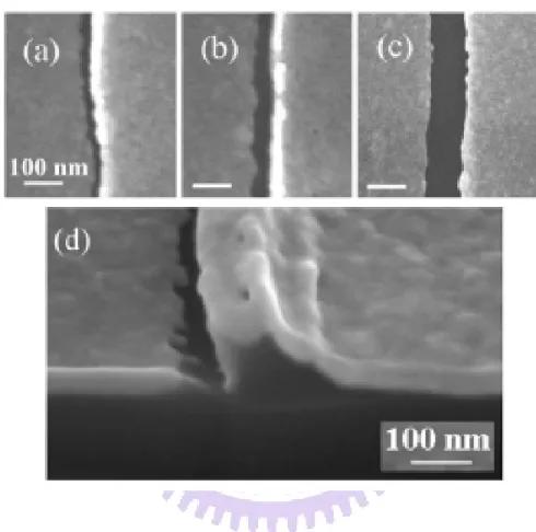 Fig. 1-13 The SEM images of small gaps cleaved by stress produced during phase  transformation